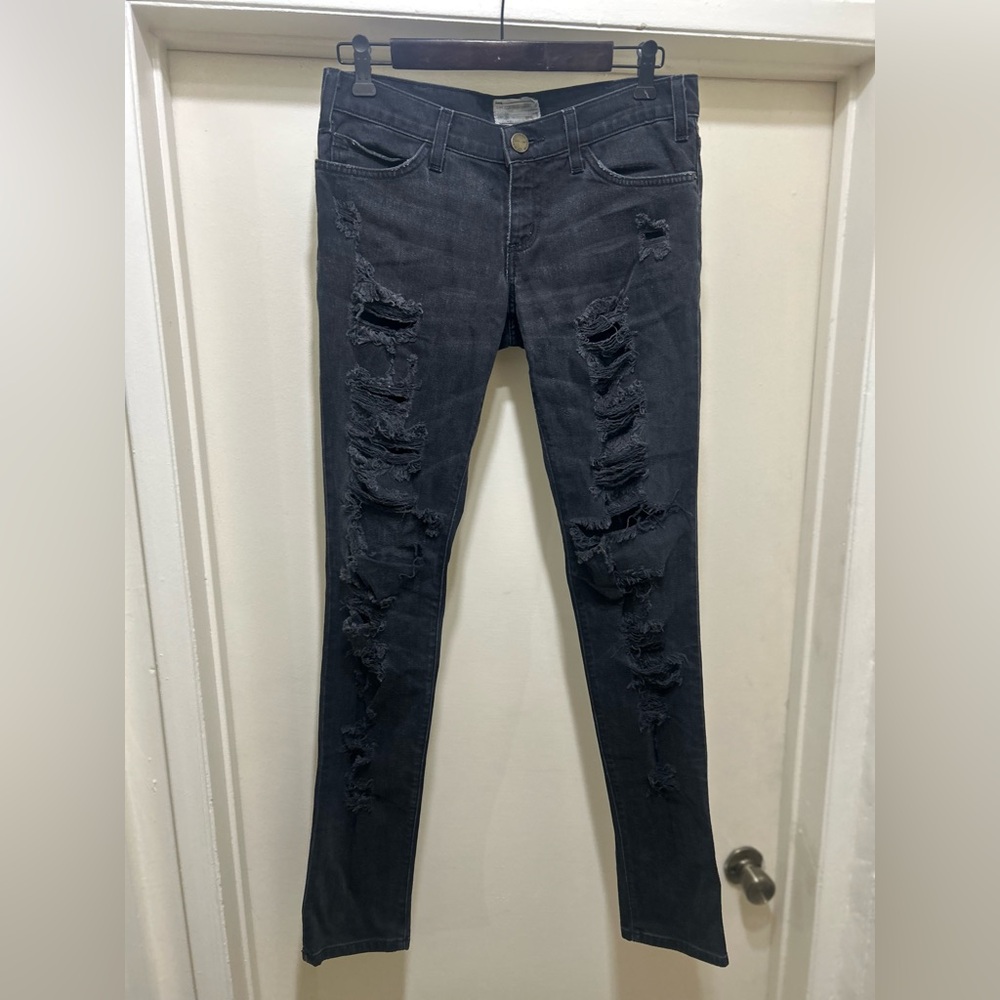 Current Elliot Jeans Womens Size 27 The Skinny Night Wash Shredded Distressed
